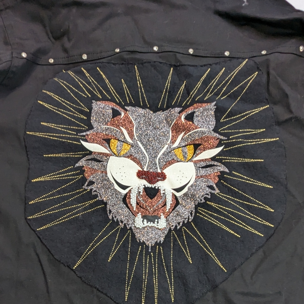 Power Cat Black Custom Embellished Jacket Size Large